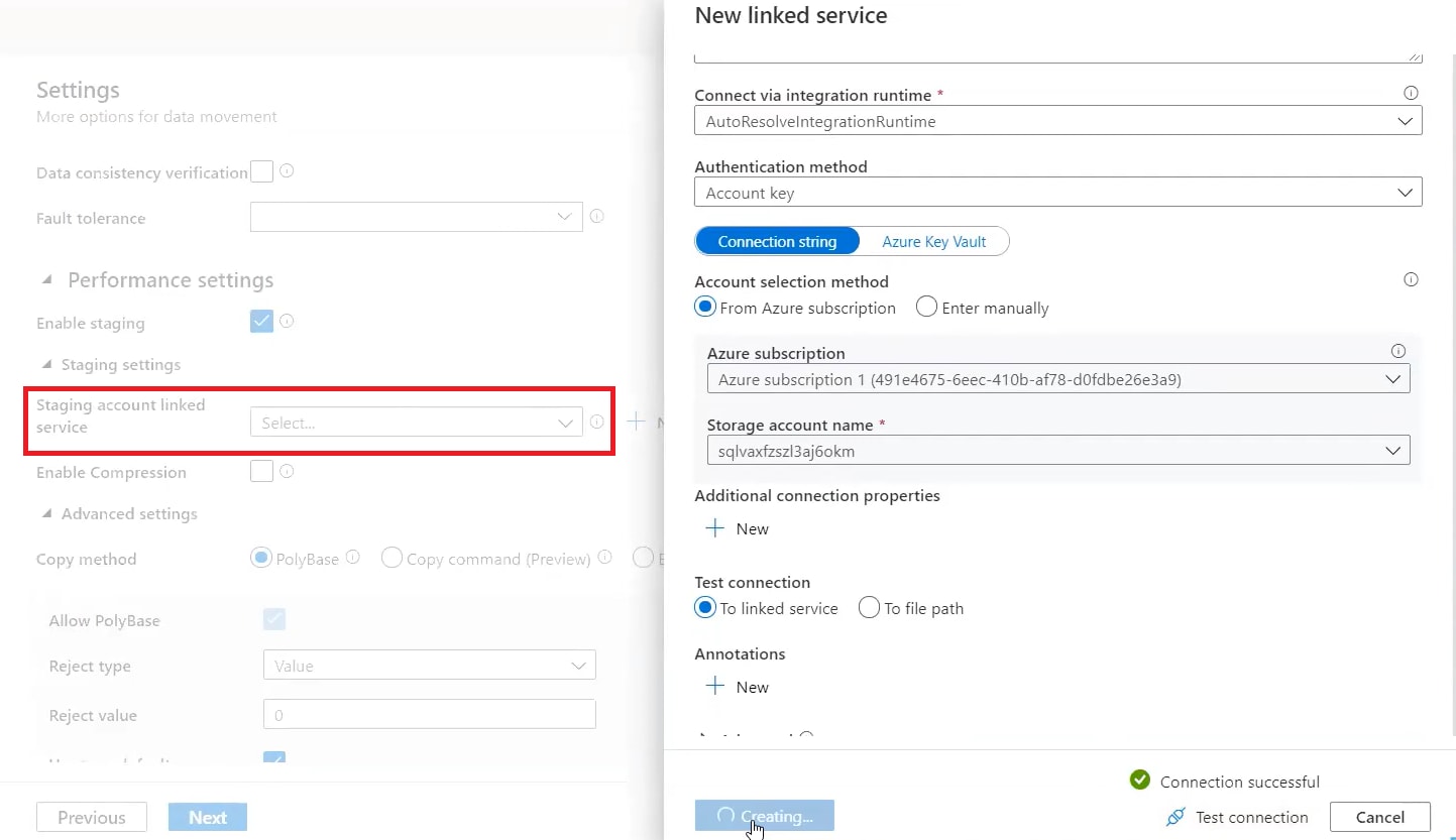 MySQL to Azure - Staging Account